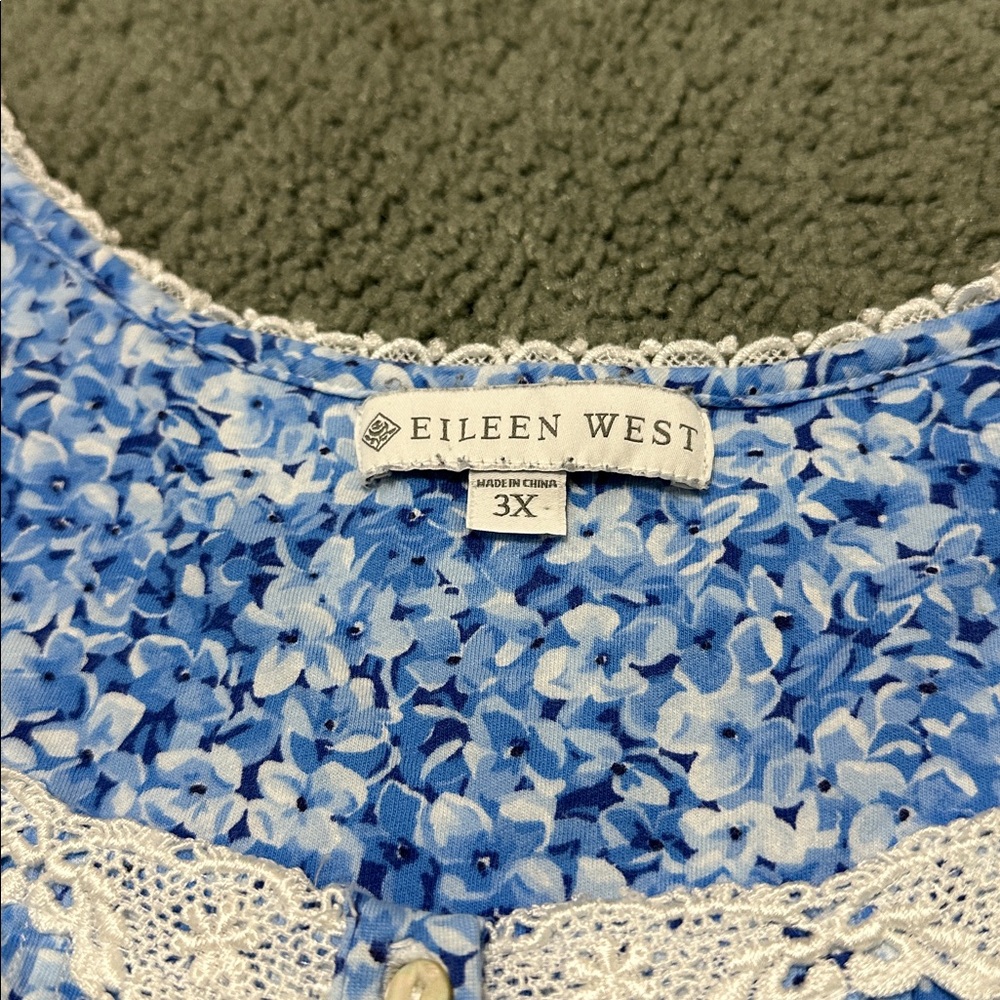 Eileen West Floral Nightgown Lace Trim Cotton / Modal women’s 3X - Picture 3 of 6